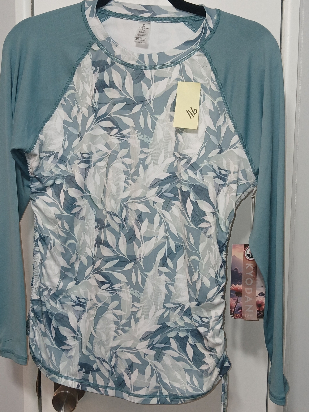 Kyodan Women's Teal Blue Floral Long Sleeve Top